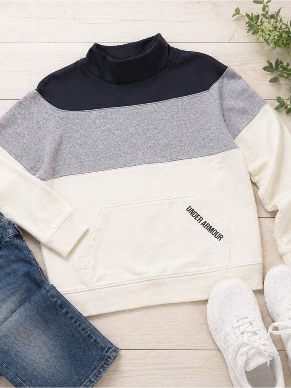 Under Armour Boys Turtleneck Sweater - Black, Gray, Cream YLG